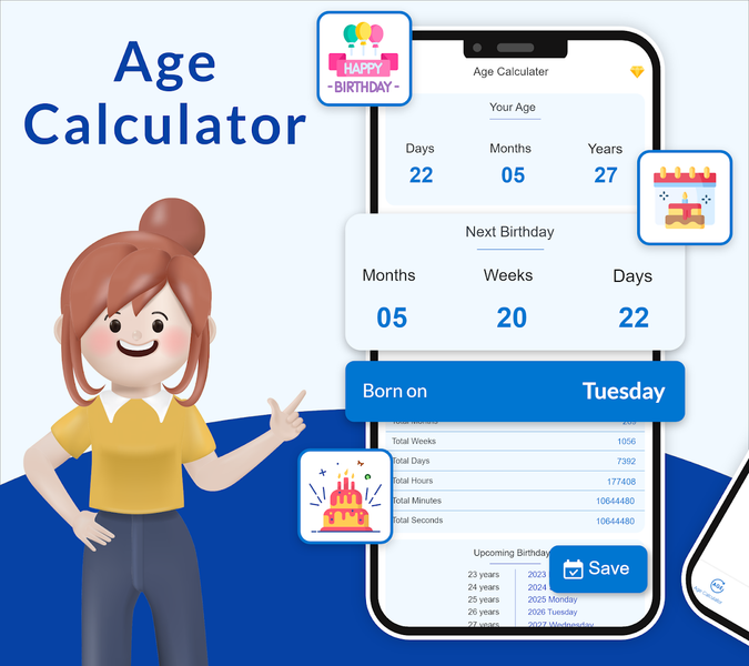 Age Calculator - Date Counter - عکس برنامه موبایلی اندروید