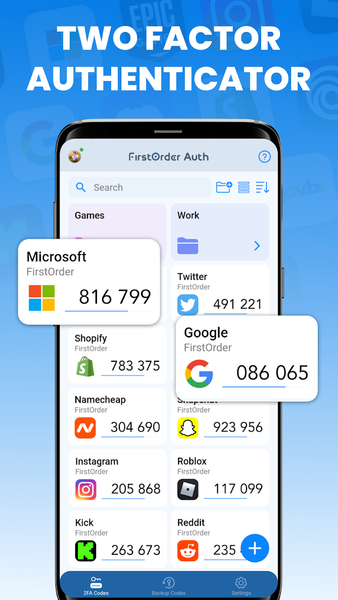 Authenticator App · ۲FA - عکس برنامه موبایلی اندروید