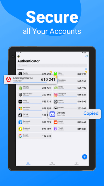 Authenticator App: ۲FA/MFA/OTP - عکس برنامه موبایلی اندروید