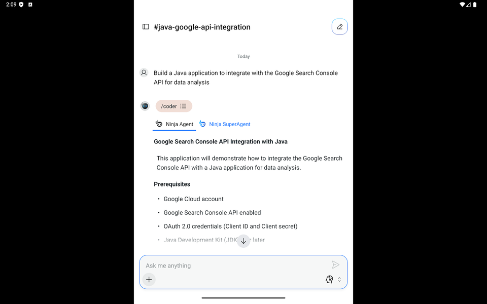 Ninja AI: Chat, Code & Create - عکس برنامه موبایلی اندروید