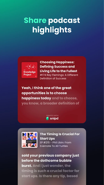 Snipd | AI Podcast Player - Image screenshot of android app