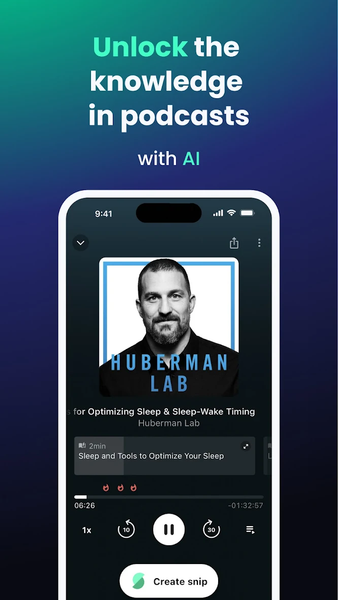 Snipd | AI Podcast Player - Image screenshot of android app