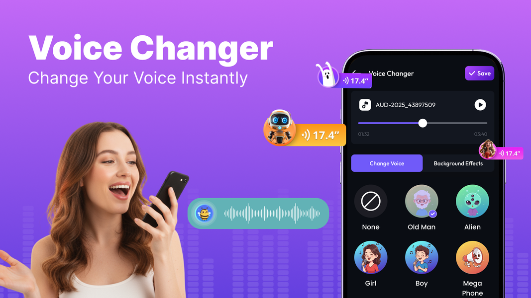 Voice Changer: AI Sound Effect - عکس برنامه موبایلی اندروید
