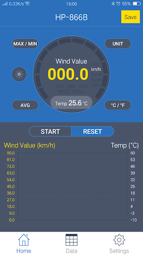 INTELLIGENT ANEMOMETER - Image screenshot of android app