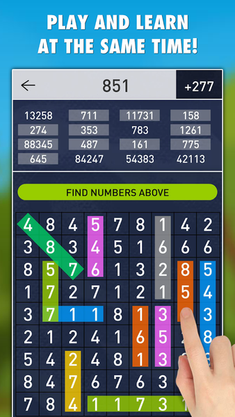 Hidden Numbers Math Game - Gameplay image of android game