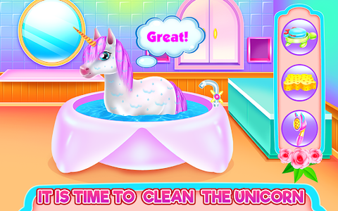 Cute Unicorn Caring & Dressup - Image screenshot of android app