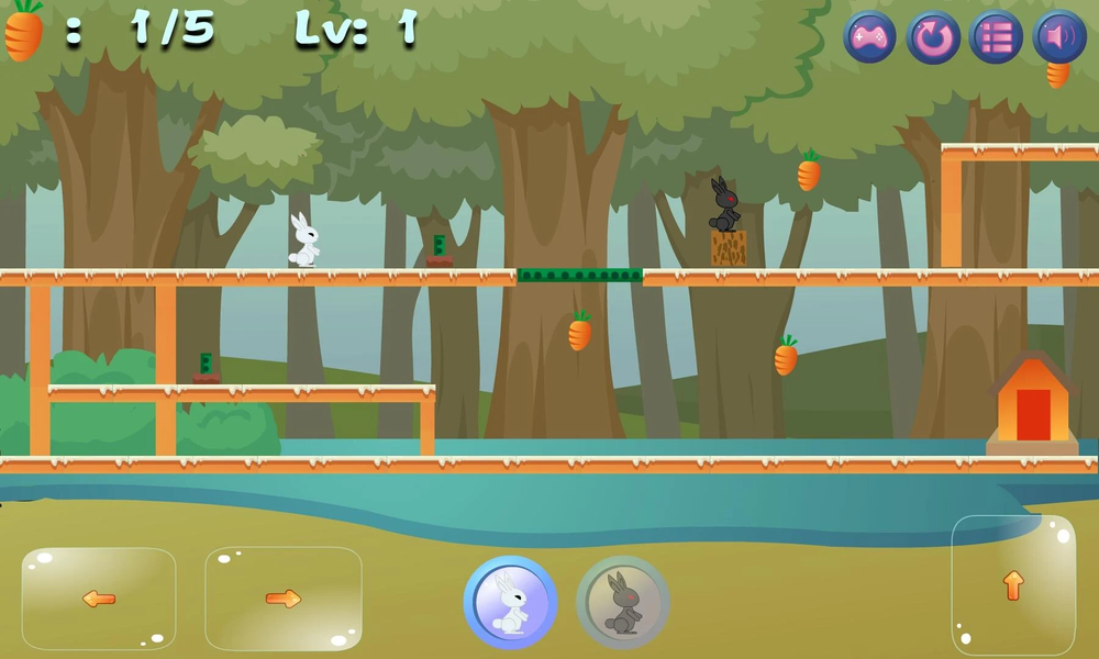 Two Players Games - Rabbit Bro - Gameplay image of android game