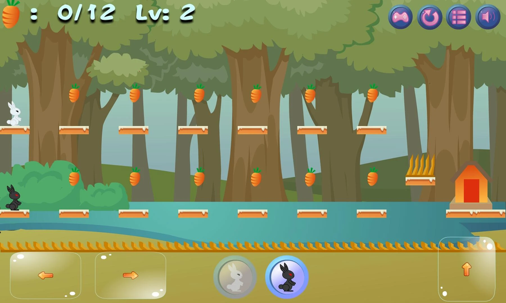 Two Players Games - Rabbit Bro - Gameplay image of android game