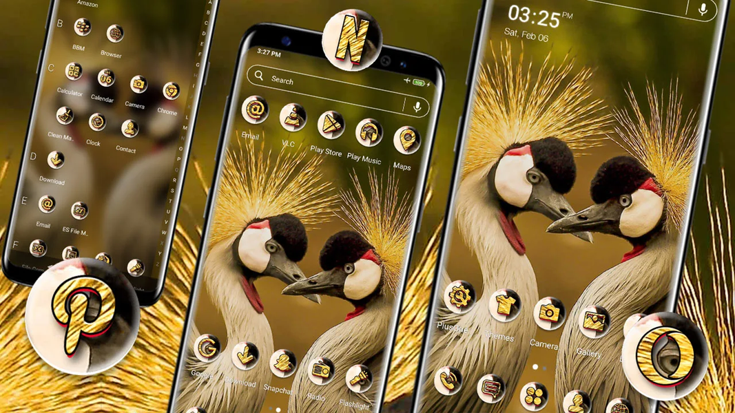 Grey Crowned Crane Theme - عکس برنامه موبایلی اندروید