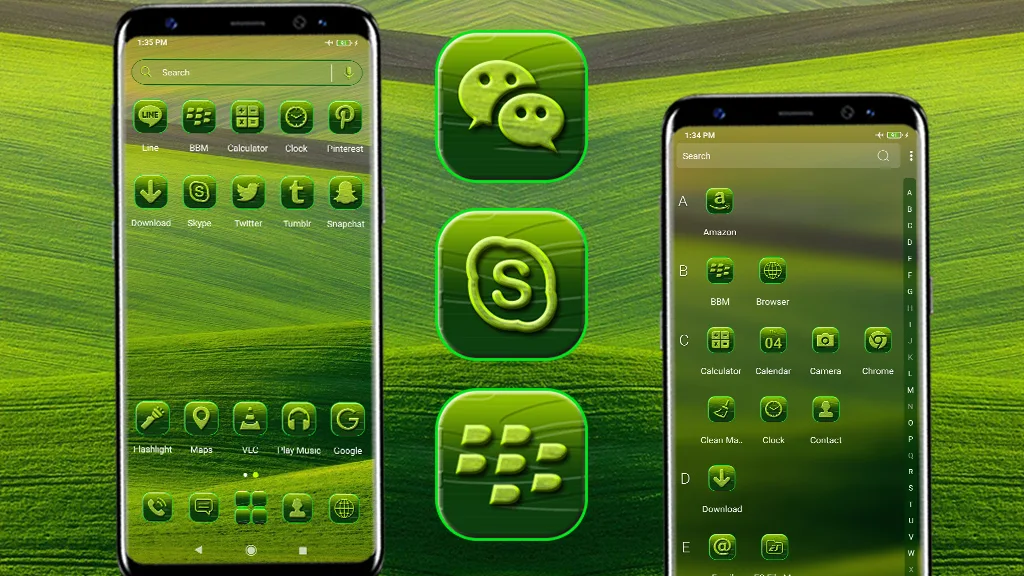 Green Field Launcher Theme - عکس برنامه موبایلی اندروید