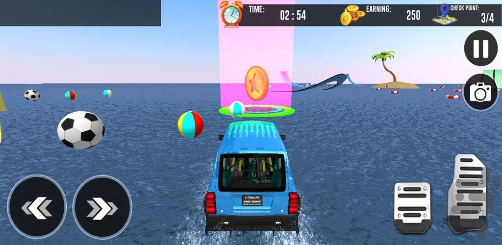 بازی ماشین مسابقه روی سطح آب - Gameplay image of android game