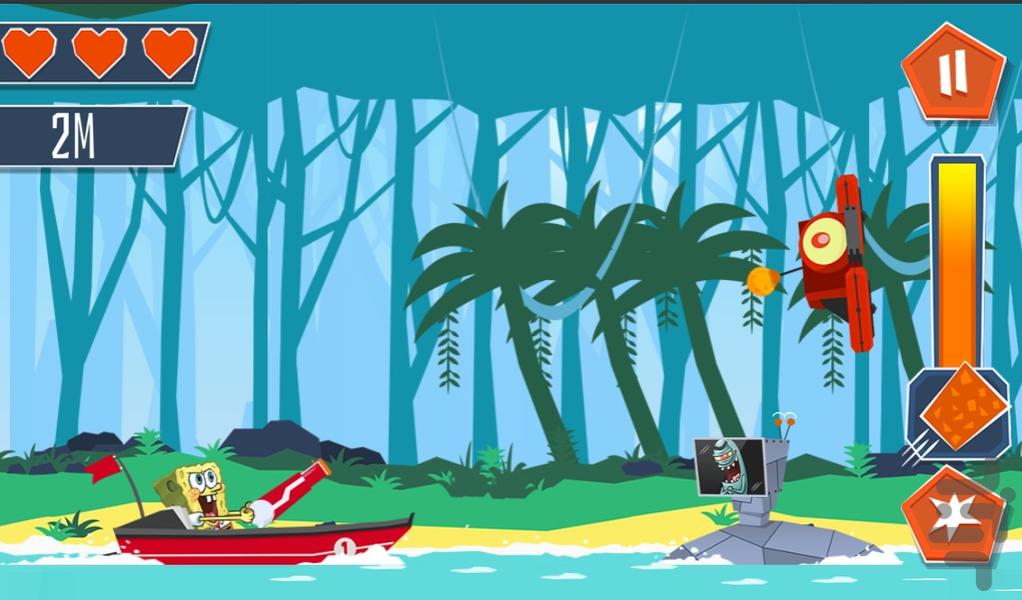 قایق جنگی باب اسفنجی - Gameplay image of android game