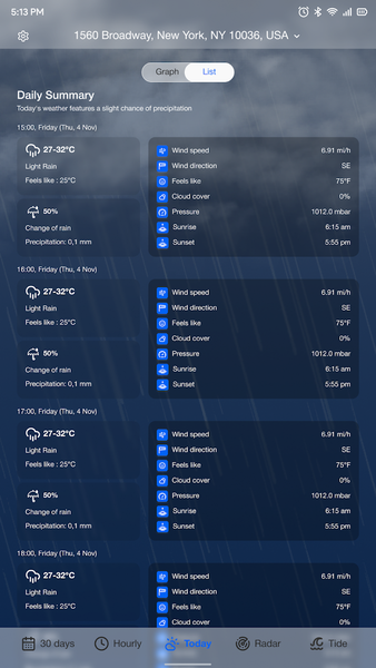 9weather.com Rain, Radar, Tide - Image screenshot of android app