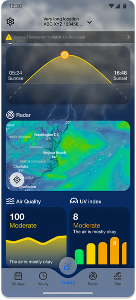 9weather.com Rain, Radar, Tide - Image screenshot of android app