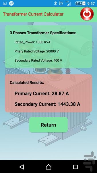 Transformer Current Calculator - Image screenshot of android app