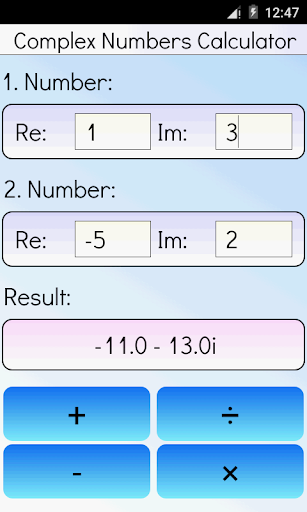 Complex Numbers Calculator - Image screenshot of android app