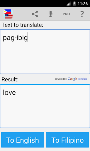 Filipino English Translator - Image screenshot of android app