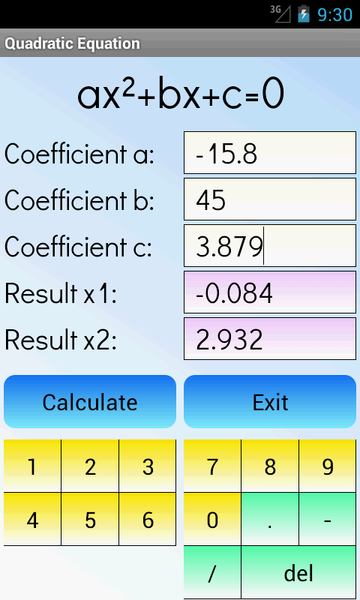 Quadratic Equation Solver - عکس برنامه موبایلی اندروید