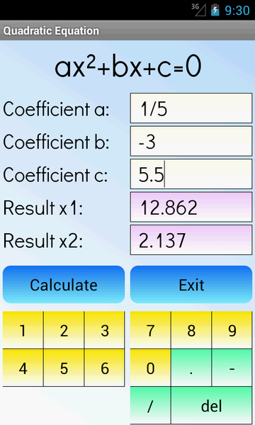 Quadratic Equation Solver - عکس برنامه موبایلی اندروید