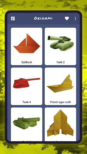 Origami military tank, car - Image screenshot of android app