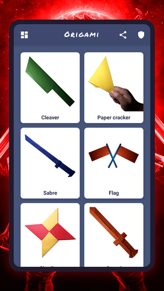 Origami weapons, paper schemes - Image screenshot of android app