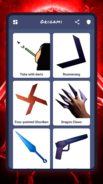 Origami weapons, paper schemes - Image screenshot of android app
