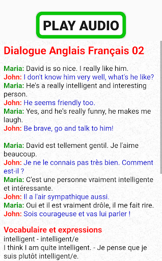dialoge anglais français audio - عکس برنامه موبایلی اندروید