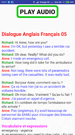dialoge anglais français audio - عکس برنامه موبایلی اندروید