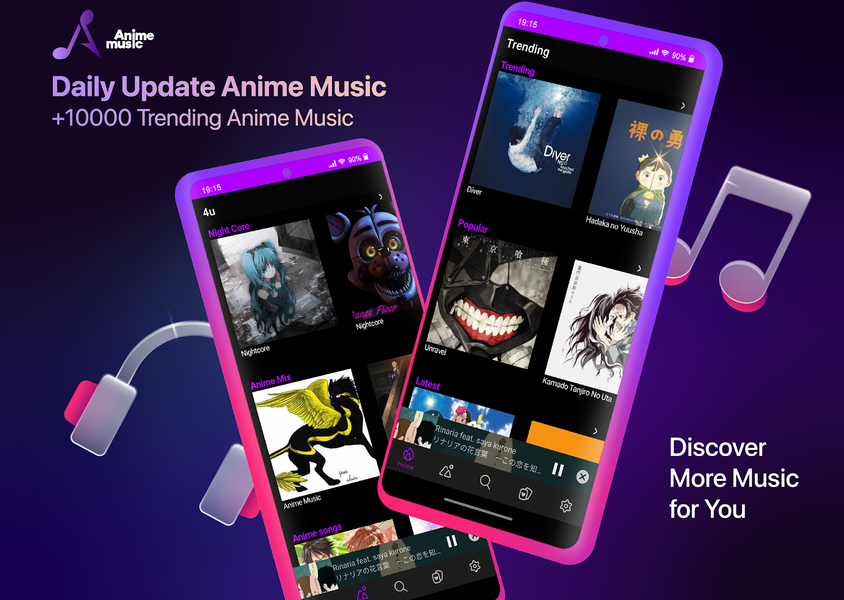 Anime Music - Anime Music App - عکس برنامه موبایلی اندروید