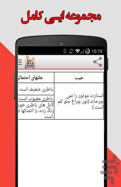 عیب یابی انواع خودرو - عکس برنامه موبایلی اندروید