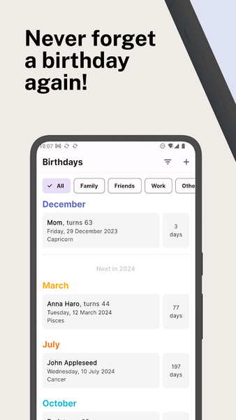Birthday Reminder Widget - عکس برنامه موبایلی اندروید
