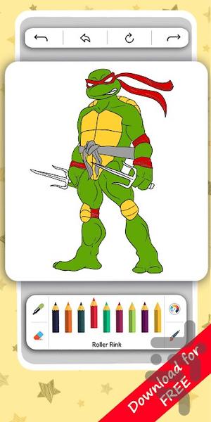 بازی رنگ امیزی لاک پشت های نینجا - Gameplay image of android game