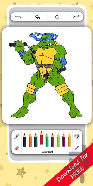 بازی رنگ امیزی لاک پشت های نینجا - Gameplay image of android game