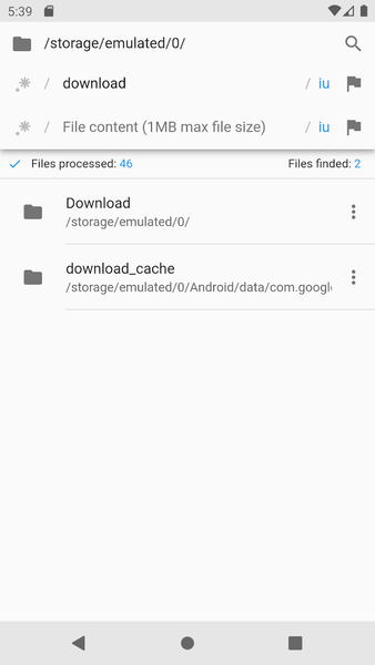 Regex Search - Finding files - Image screenshot of android app