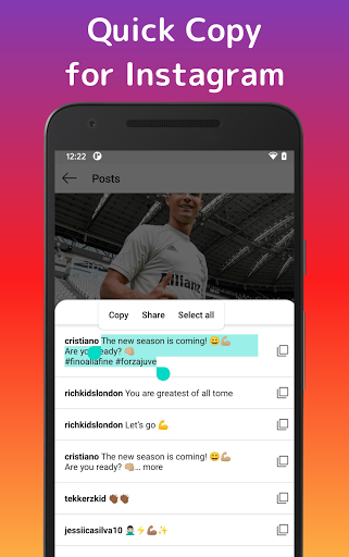 QuickCopy : copy comment text for Instagram - Image screenshot of android app