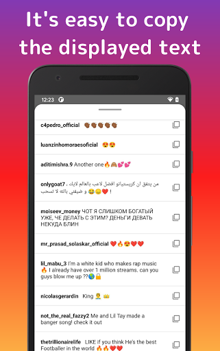 QuickCopy : copy comment text for Instagram - Image screenshot of android app