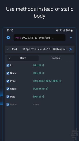OneApi - تست و آنالیز API - عکس برنامه موبایلی اندروید