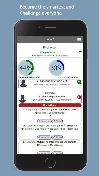 YouQuiz General knowledge Game - Gameplay image of android game