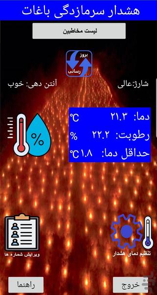 هشدار دمای ابان - عکس برنامه موبایلی اندروید