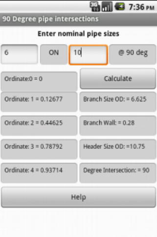 Pipefitting 90Deg Intersection - Image screenshot of android app