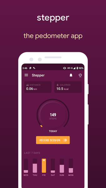 Stepper - The Pedometer App - عکس برنامه موبایلی اندروید