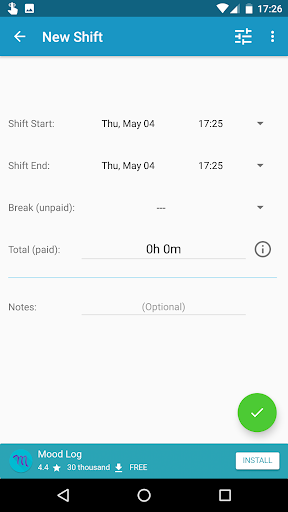 Work Log - Image screenshot of android app