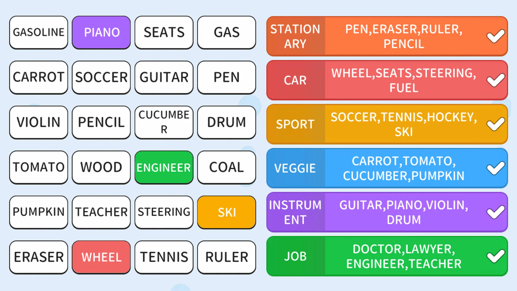 Association Sort: Word Match - Gameplay image of android game