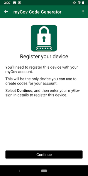 myGov Code Generator - عکس برنامه موبایلی اندروید