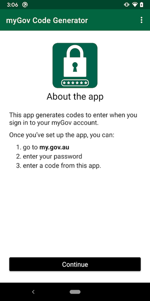 myGov Code Generator - Image screenshot of android app