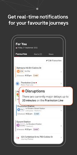 Public Transport Victoria app - Image screenshot of android app