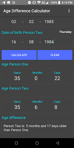 Age Difference Calculator - Image screenshot of android app