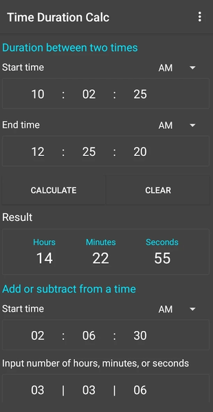 Time Duration Calc - Image screenshot of android app