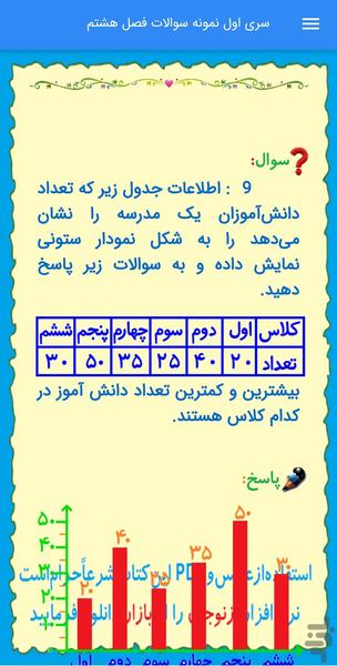 نمونه سوالات ریاضی سوم (ازنوجان) - عکس برنامه موبایلی اندروید