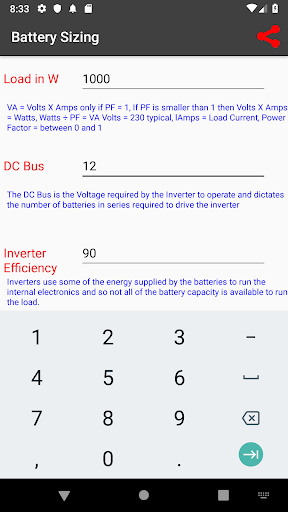 Battery Sizer- Backup Batteries for UPS - Image screenshot of android app
